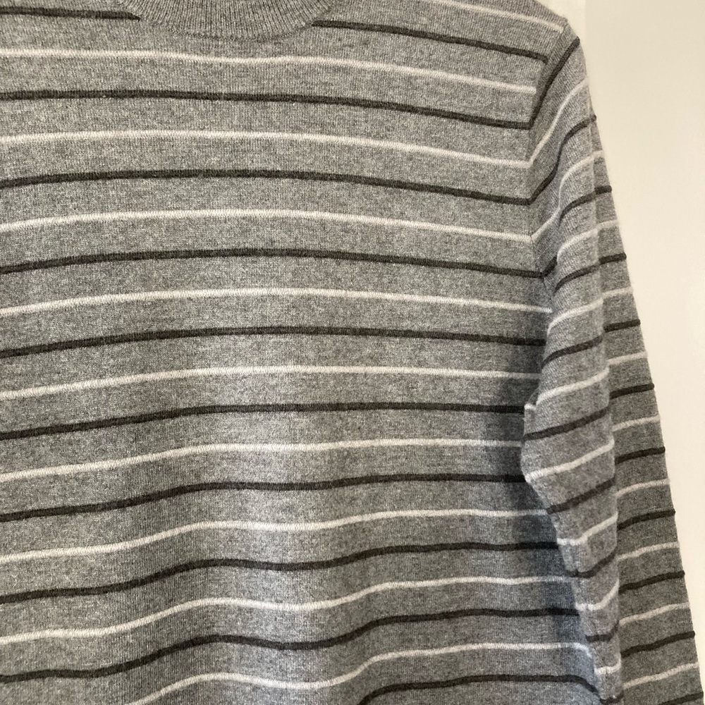 Nordstrom Mens sweater large gray stripes - Picture 7 of 12